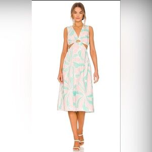 Rails Rizo Cutout Candy Mint Midi Dress Medium Organic Cotton NWOT